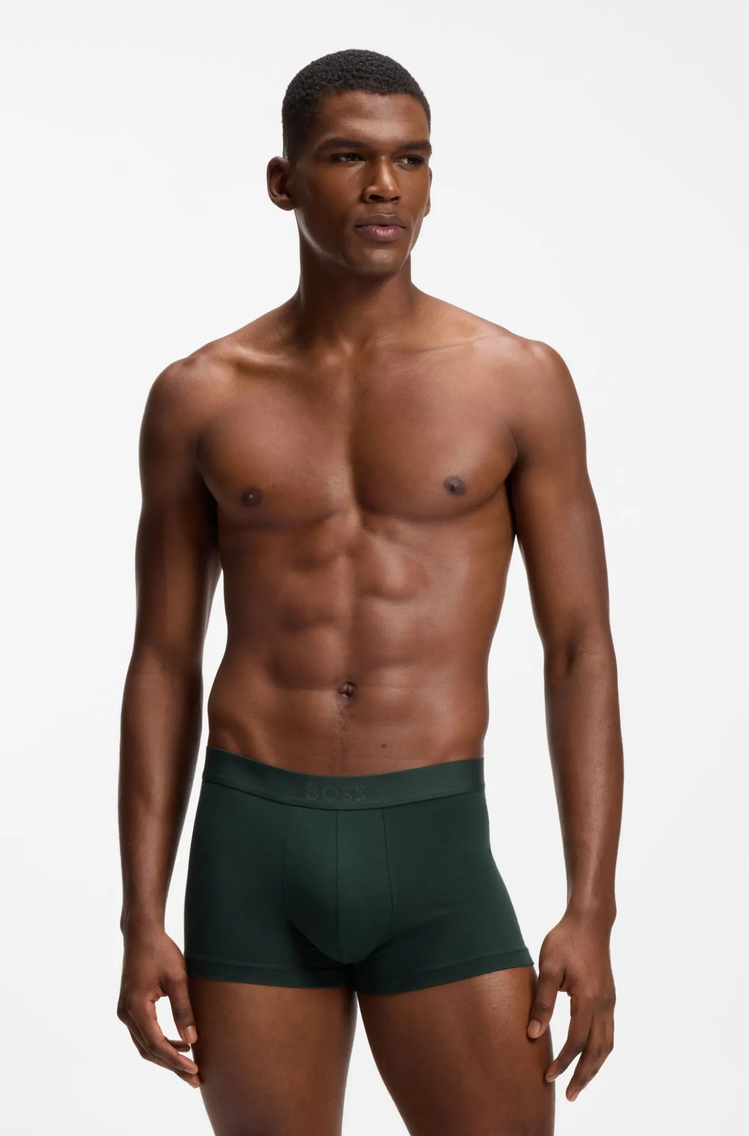 Three-pack of stretch-cotton trunks with logo waistbands