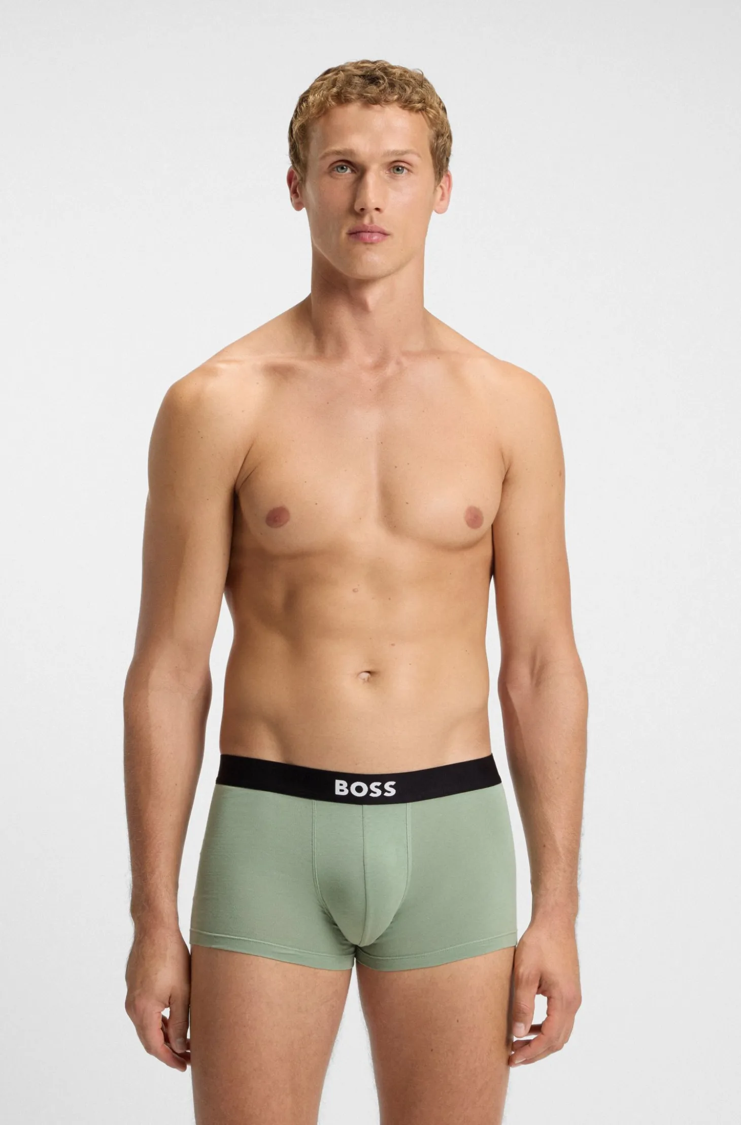 Three-pack of stretch-cotton trunks with logo waistbands