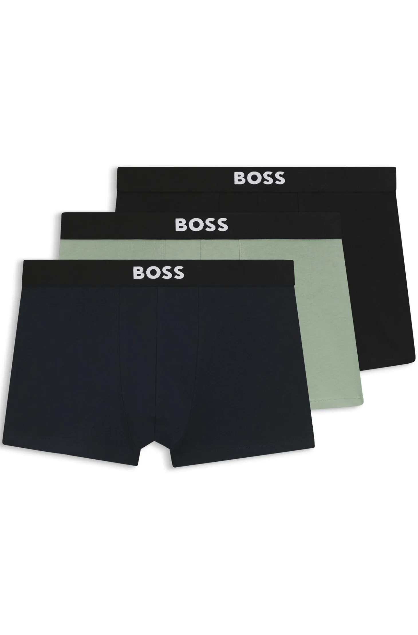 Three-pack of stretch-cotton trunks with logo waistbands