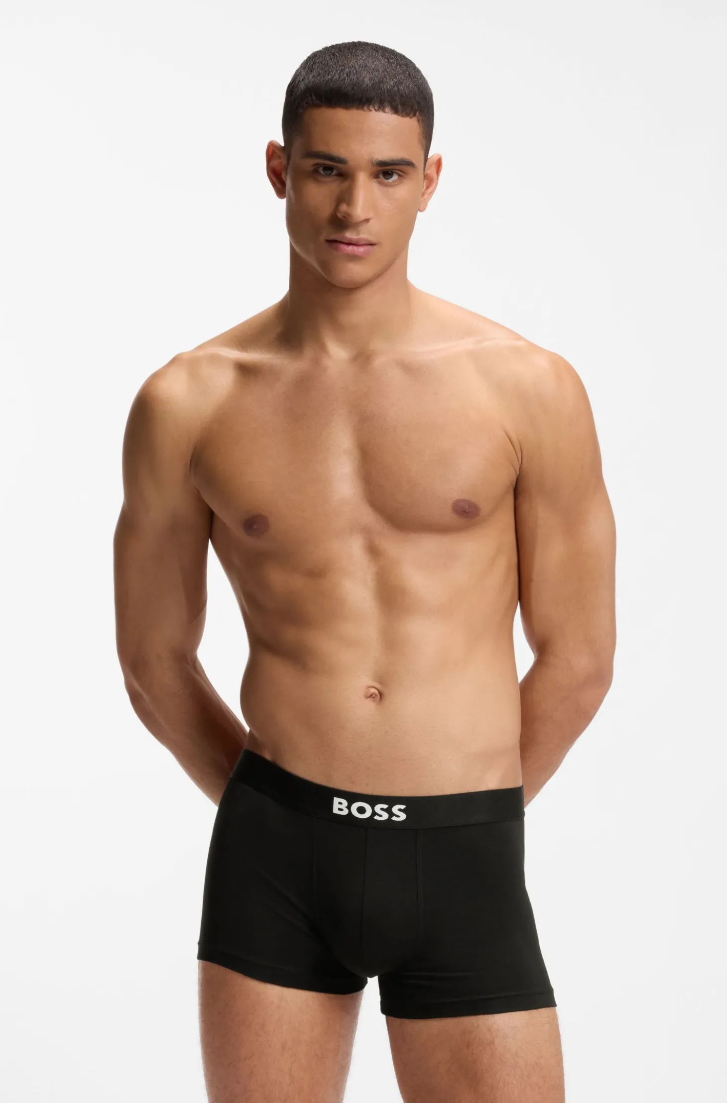 Three-pack of stretch-cotton trunks with logo waistbands