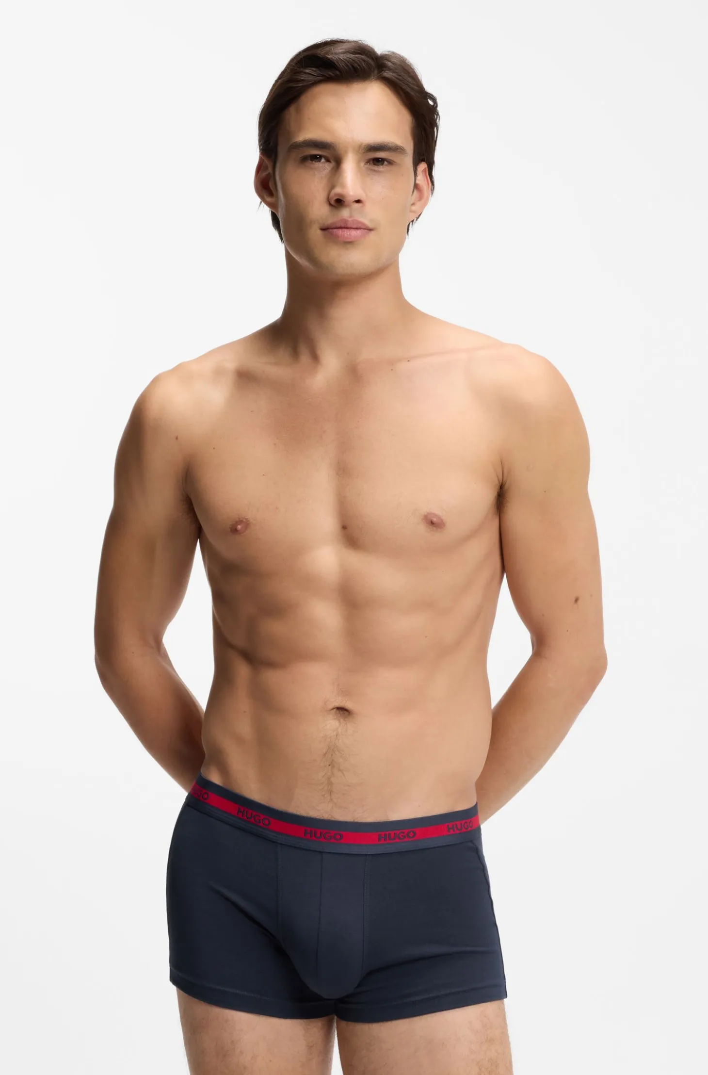 Three-pack of stretch-cotton trunks with logo waistbands