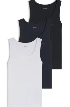 Three-pack of underwear vests in rib-knit cotton