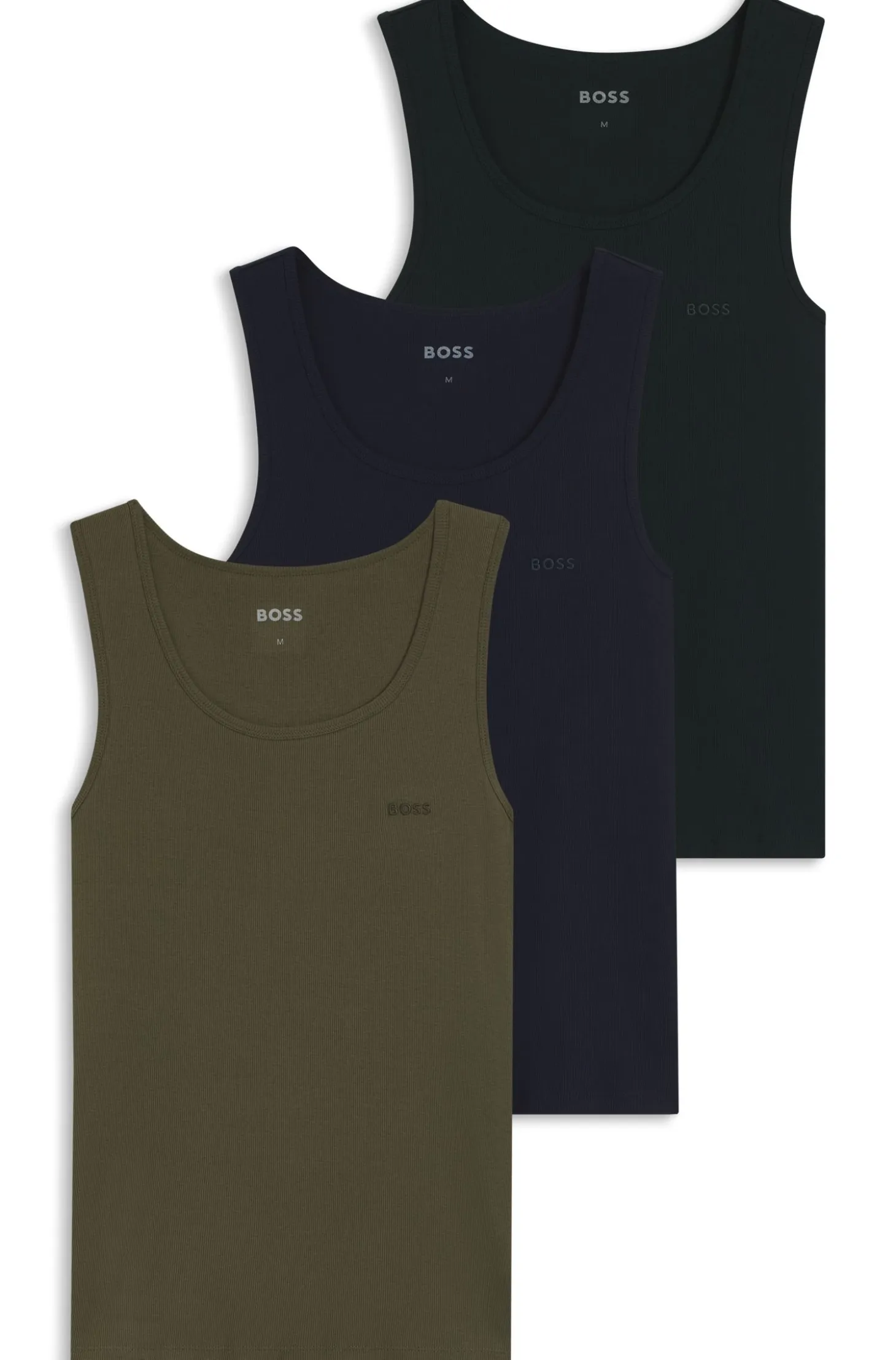 Three-pack of underwear vests in rib-knit cotton