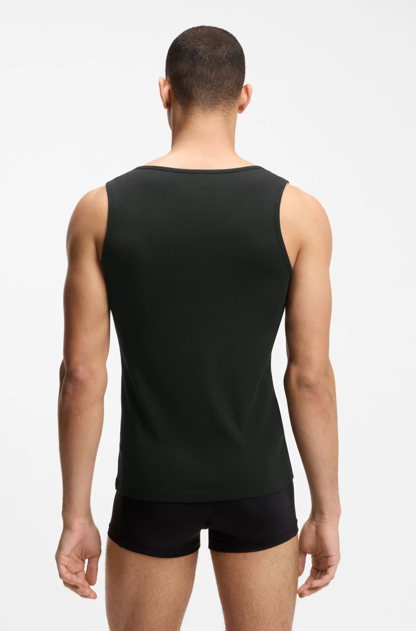 Three-pack of underwear vests in rib-knit cotton