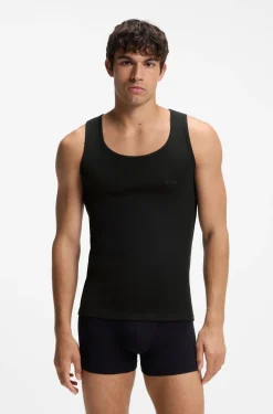Three-pack of underwear vests in rib-knit cotton