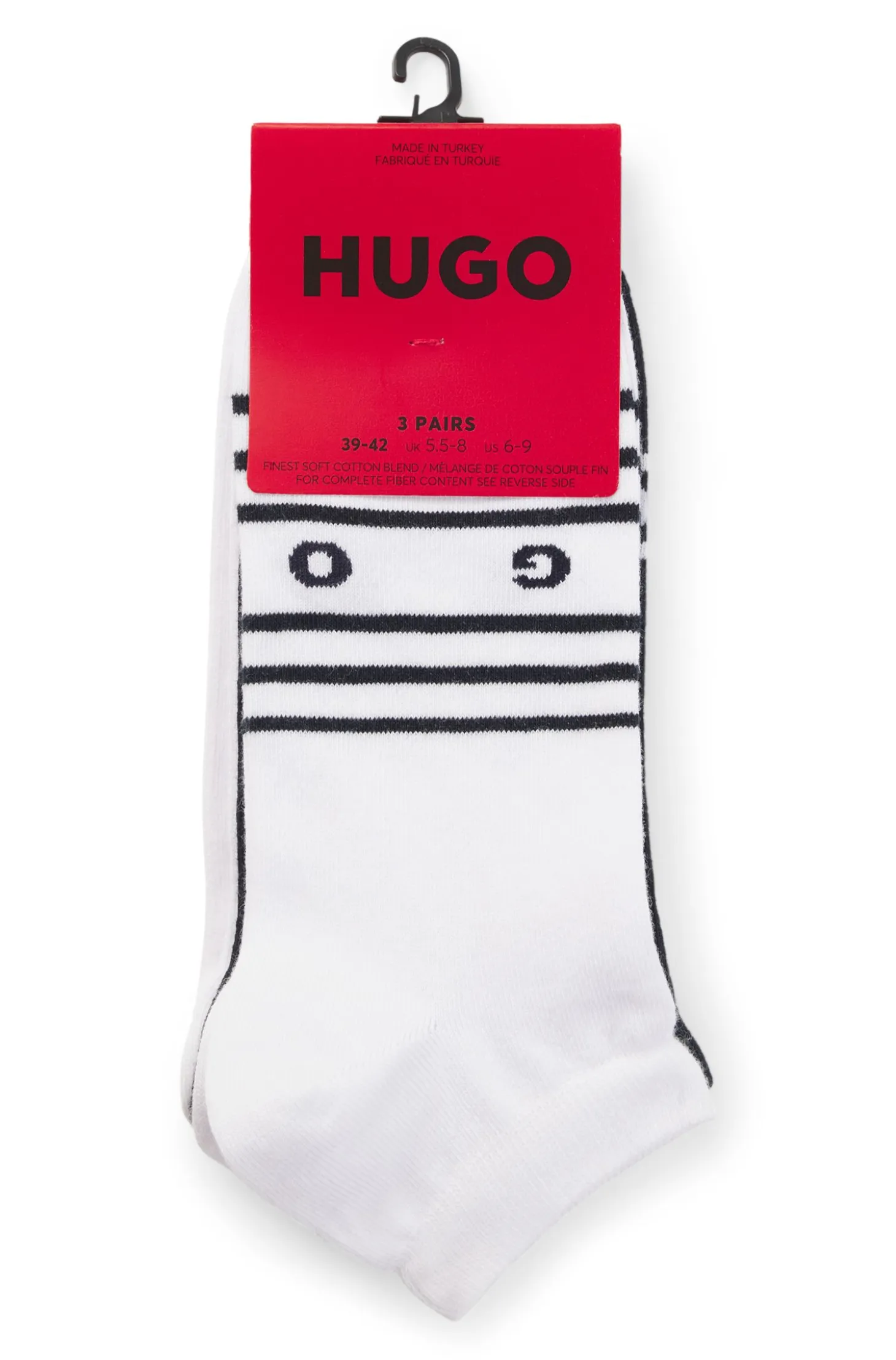 Three-pack sneaker socks with stripe details