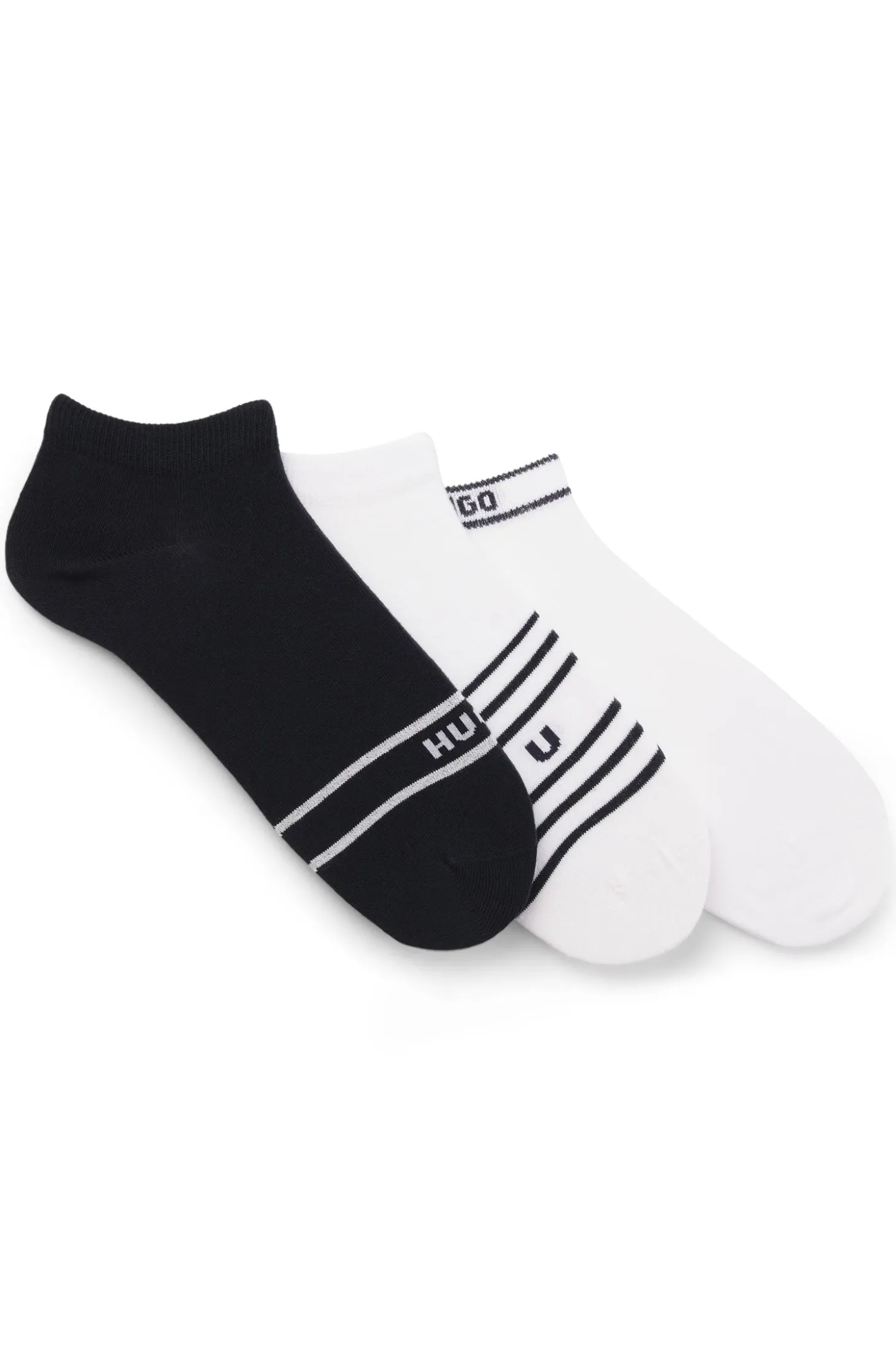 Three-pack sneaker socks with stripe details