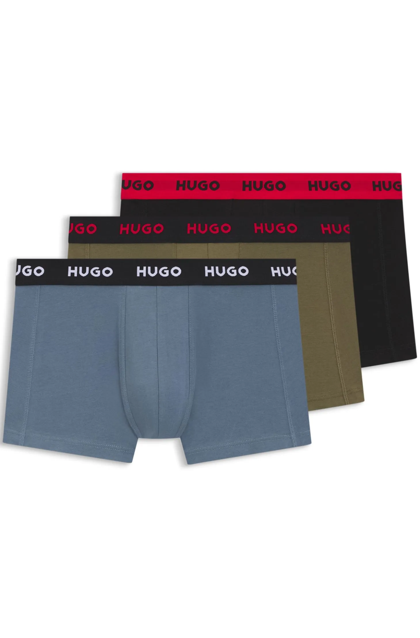 Three-pack trunks with jacquard logo waistband