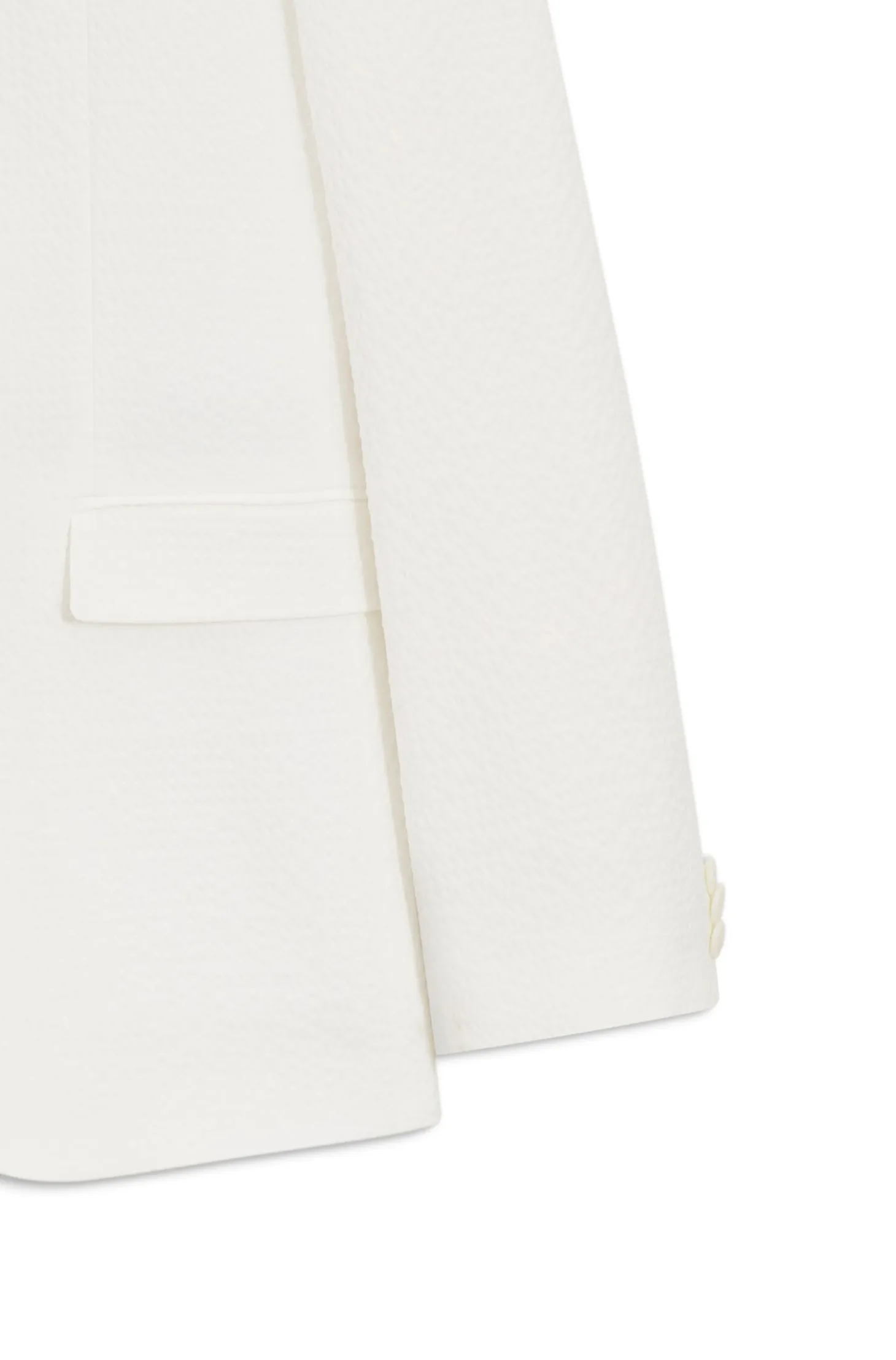 Three-piece extra-slim-fit suit in stretch-cotton seersucker