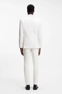 Three-piece extra-slim-fit suit in stretch-cotton seersucker