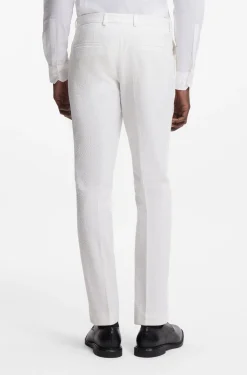 Three-piece extra-slim-fit suit in stretch-cotton seersucker
