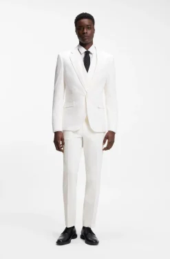 Three-piece extra-slim-fit suit in stretch-cotton seersucker