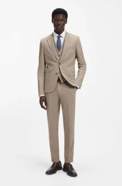 Three-piece extra-slim-fit suit in stretch dobby