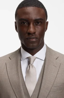 Three-piece regular-fit suit in virgin-wool serge