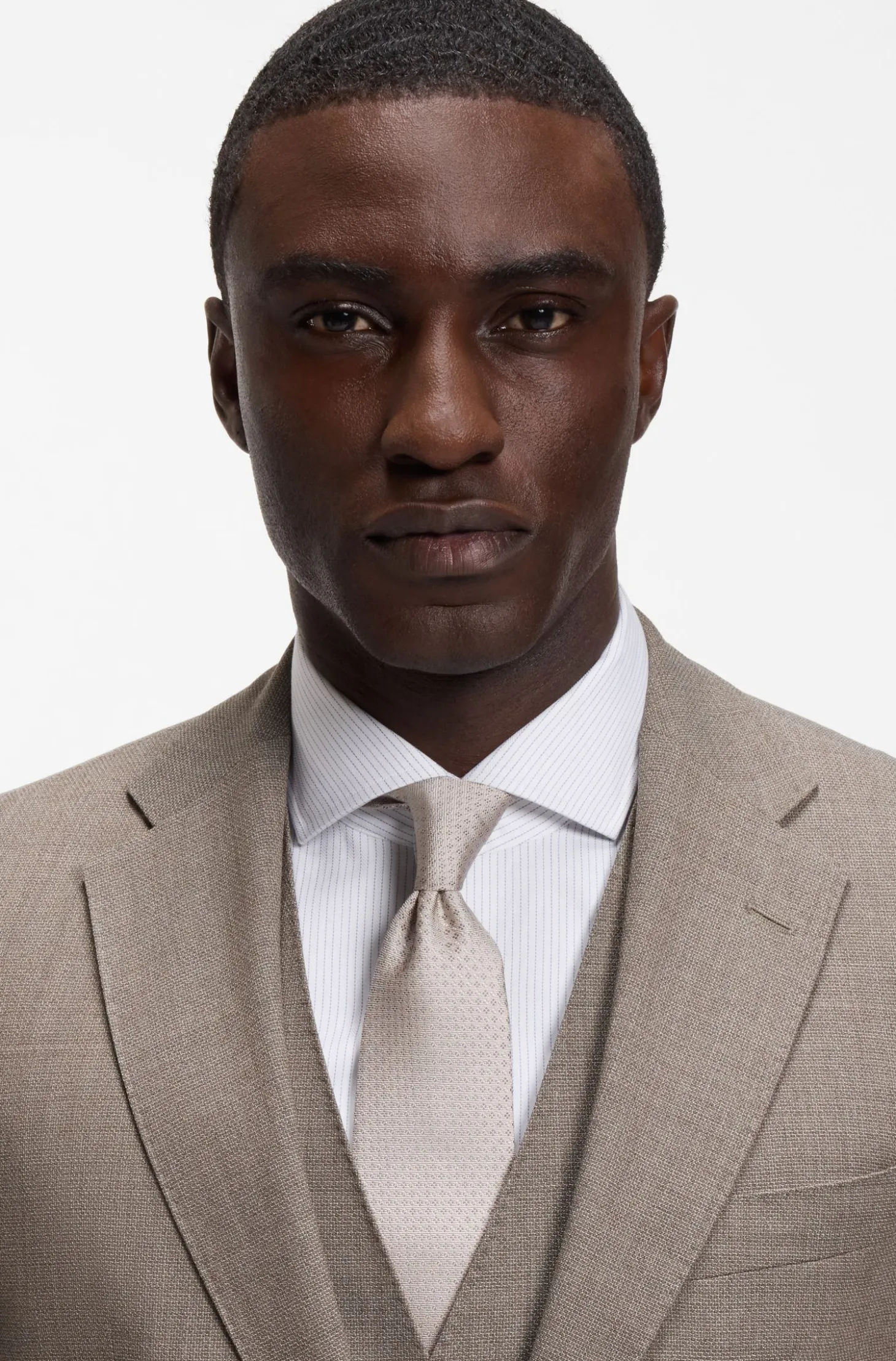 Three-piece regular-fit suit in virgin-wool serge