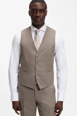 Three-piece regular-fit suit in virgin-wool serge
