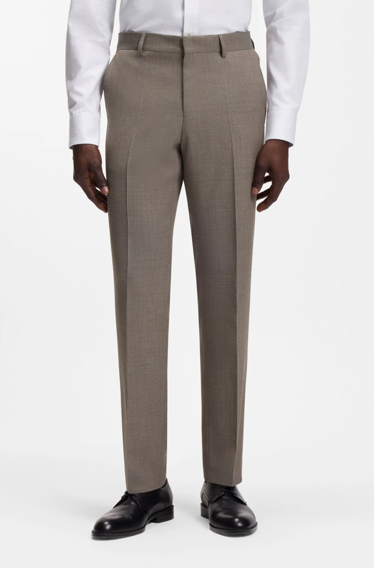 Three-piece regular-fit suit in virgin-wool serge