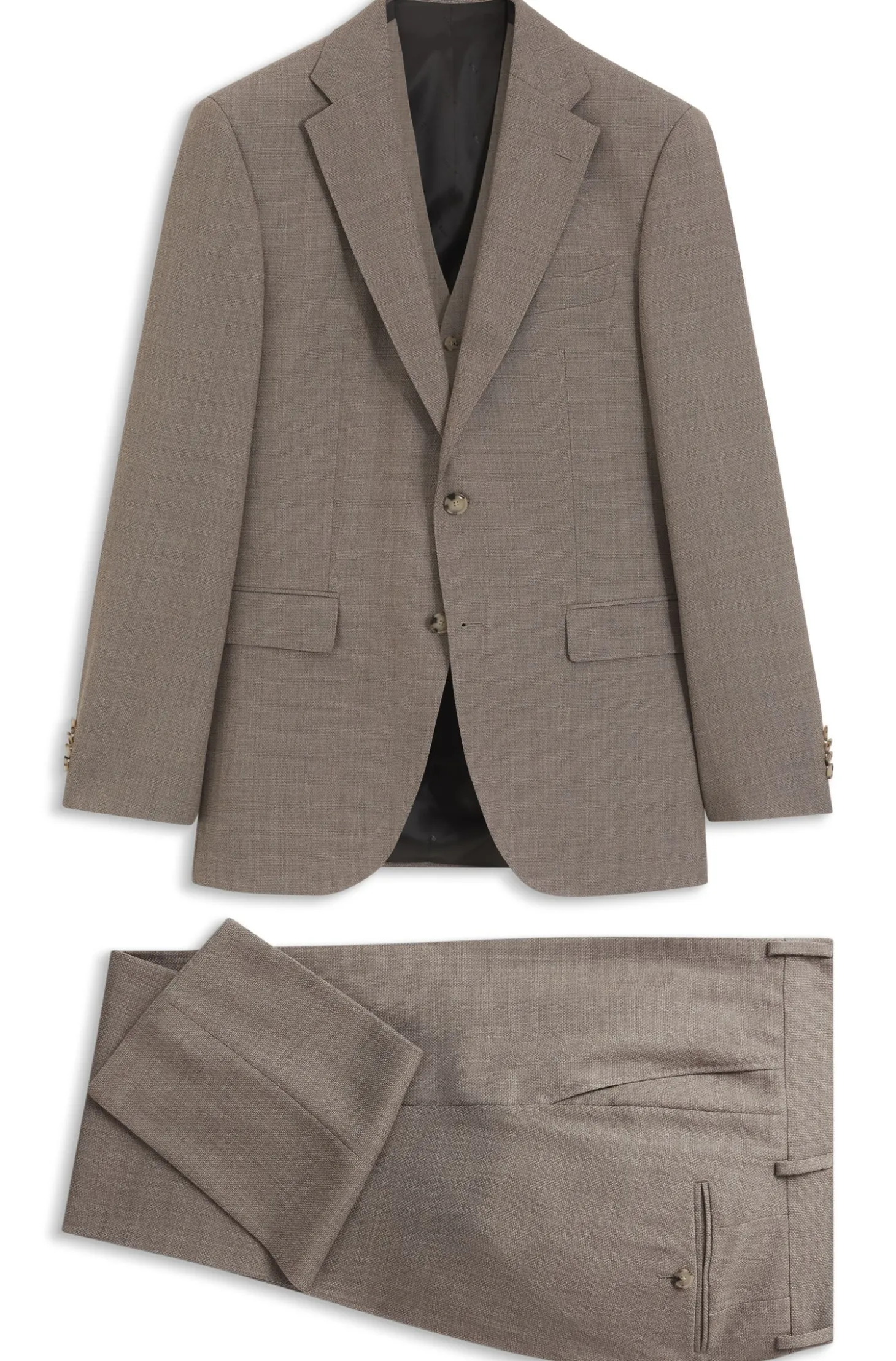 Three-piece regular-fit suit in virgin-wool serge