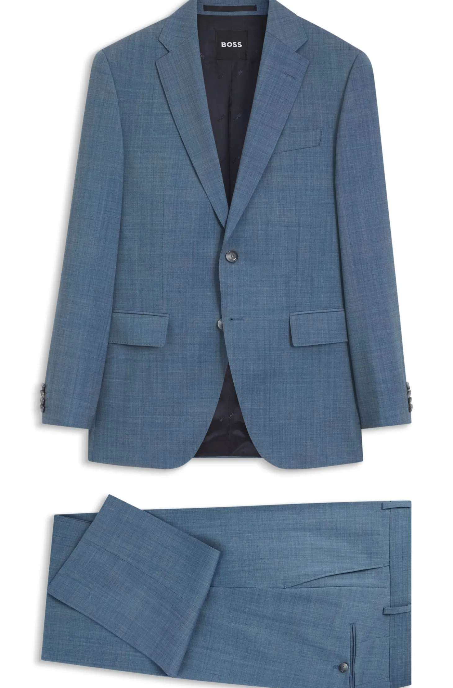 Three-piece regular-fit suit in patterned virgin wool
