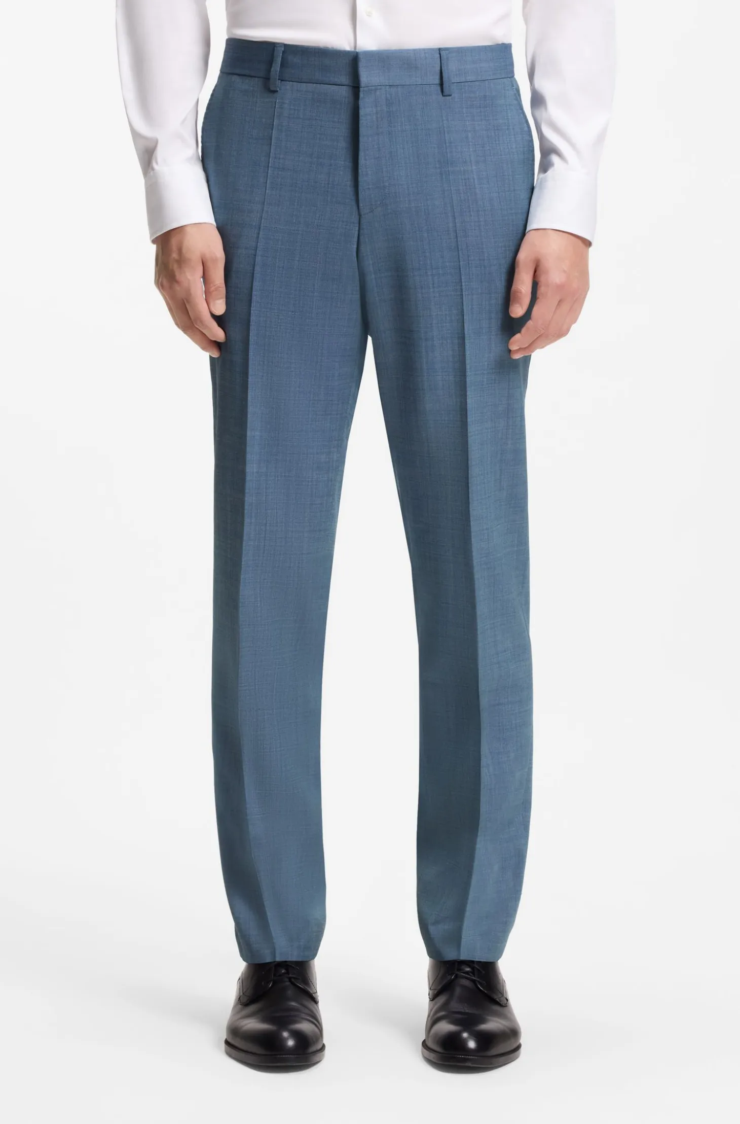 Three-piece regular-fit suit in patterned virgin wool