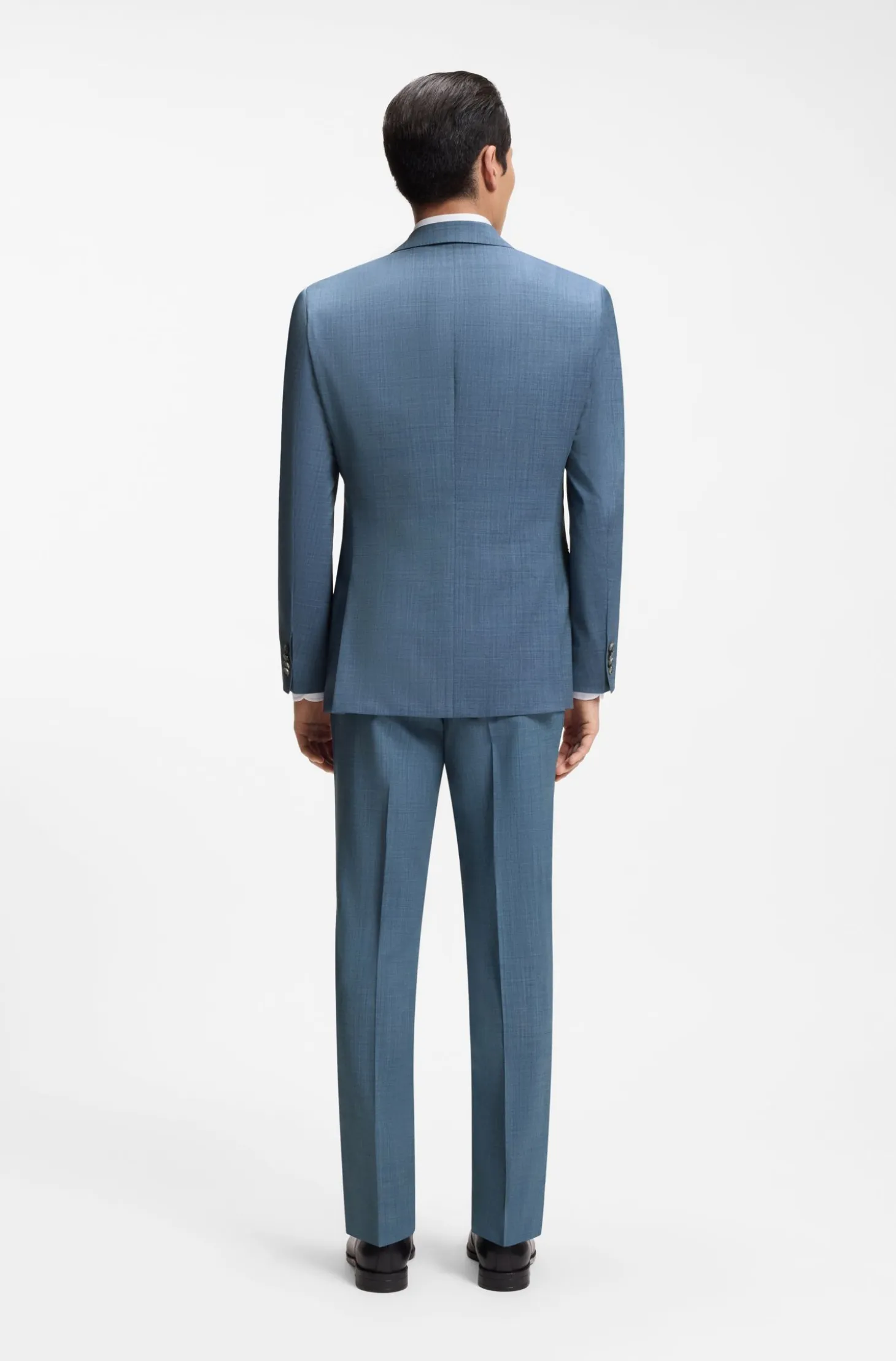Three-piece regular-fit suit in patterned virgin wool