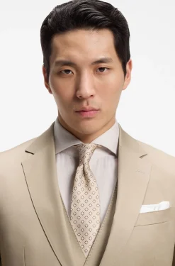 Three-piece slim-fit suit in virgin-wool serge