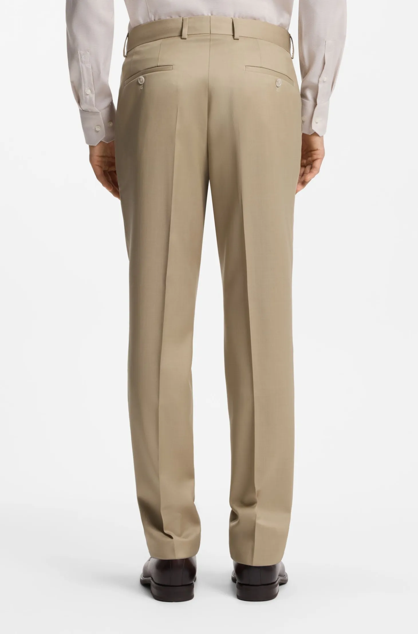 Three-piece slim-fit suit in virgin-wool serge
