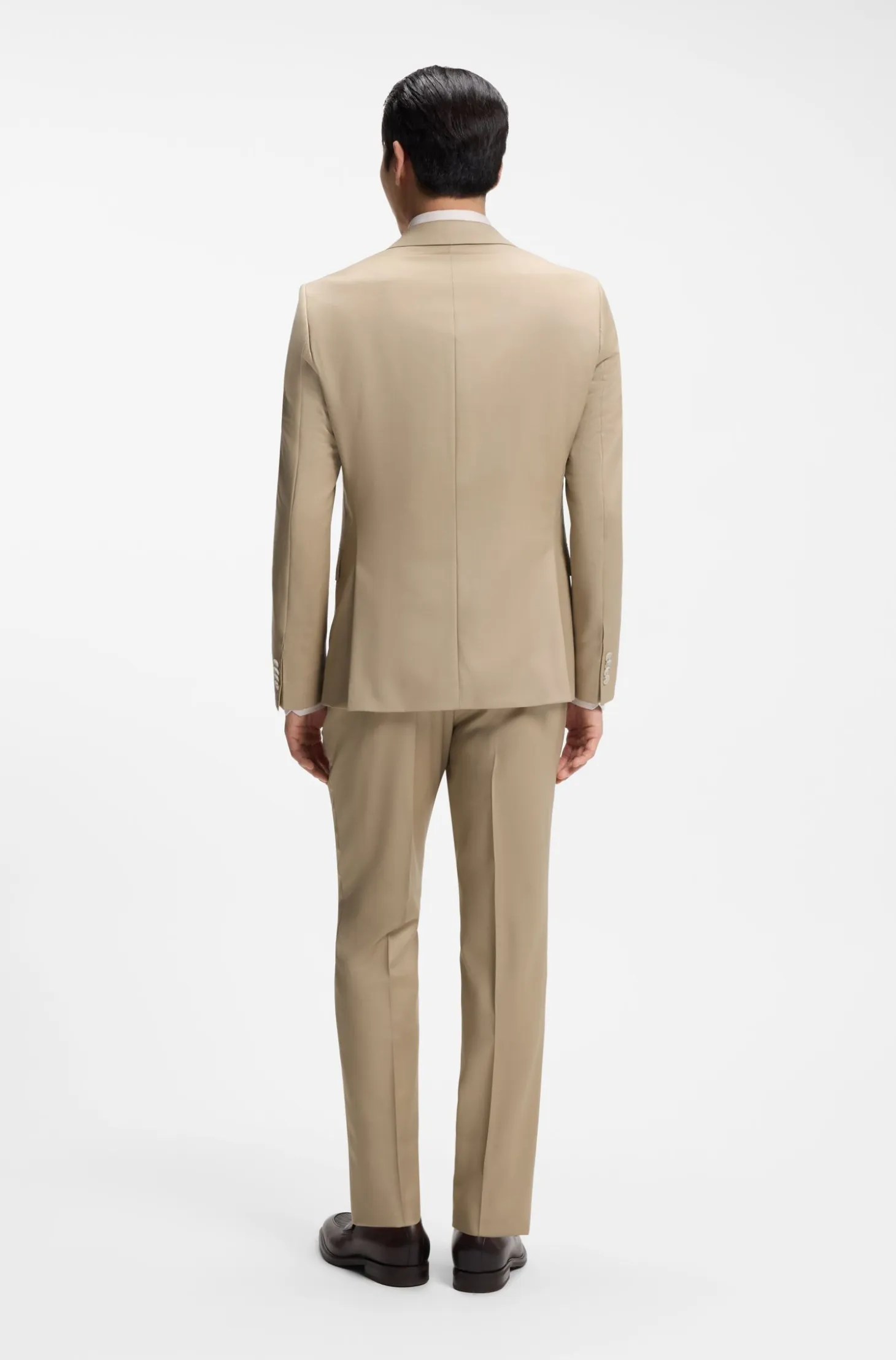 Three-piece slim-fit suit in virgin-wool serge