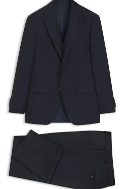 Three-piece slim-fit suit in virgin wool and silk