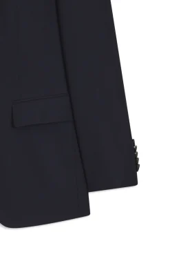 Three-piece slim-fit suit in virgin wool and silk