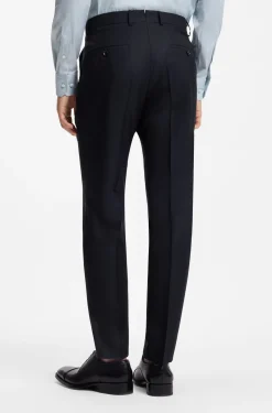 Three-piece slim-fit suit in virgin wool and silk