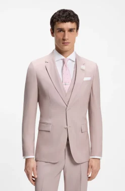 Three-piece slim-fit suit in virgin wool