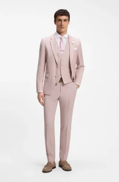 Three-piece slim-fit suit in virgin wool