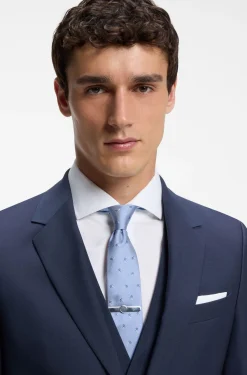 Three-piece slim-fit suit in virgin wool