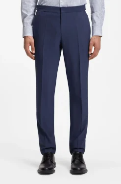 Three-piece slim-fit suit in wool-blend poplin