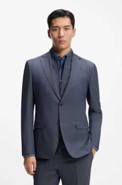 Three-piece slim-fit suit with zip-up waistcoat
