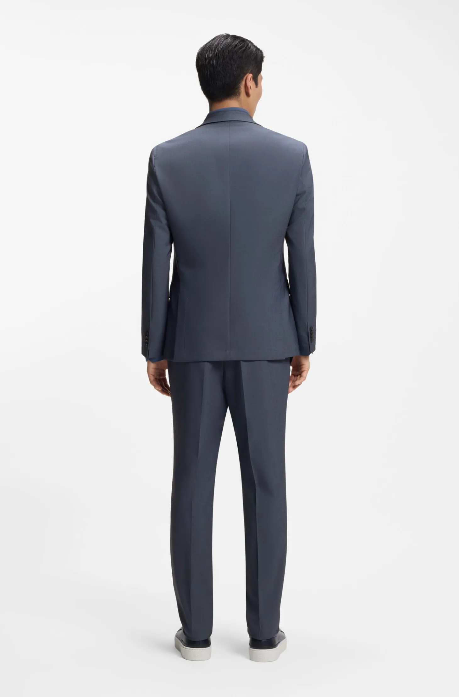 Three-piece slim-fit suit with zip-up waistcoat
