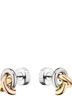Three-tone earrings with knot design
