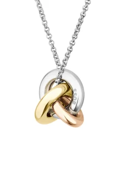 Three-tone necklace with knot design