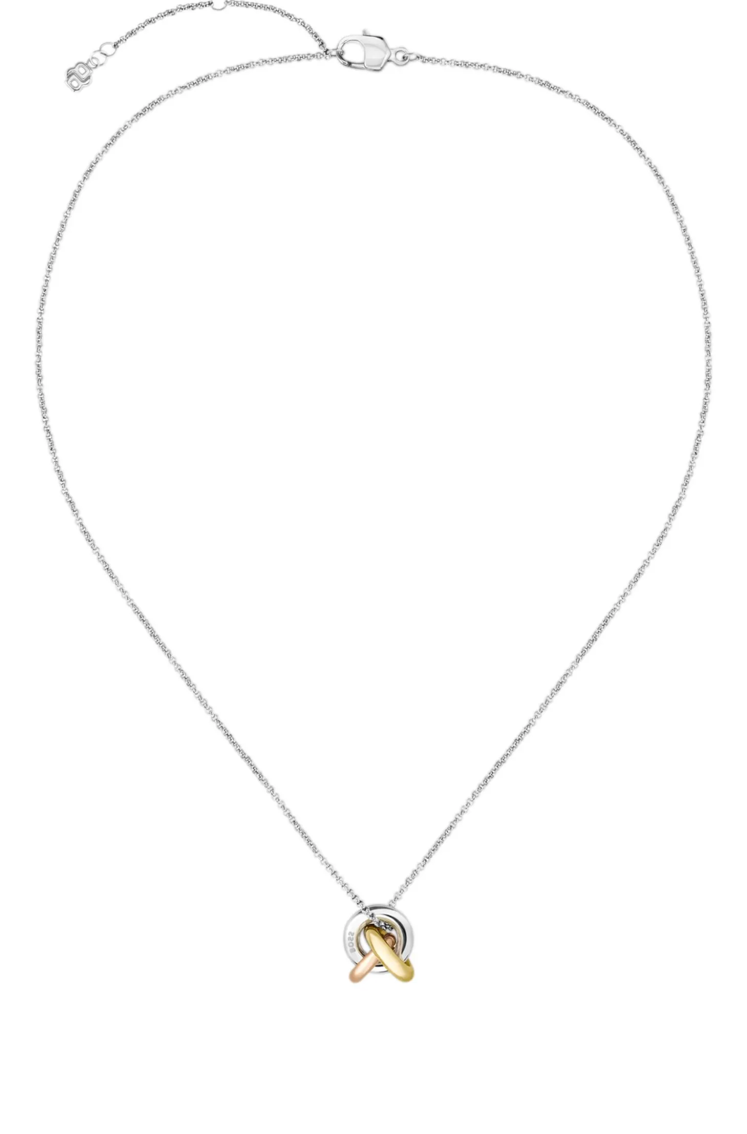Three-tone necklace with knot design