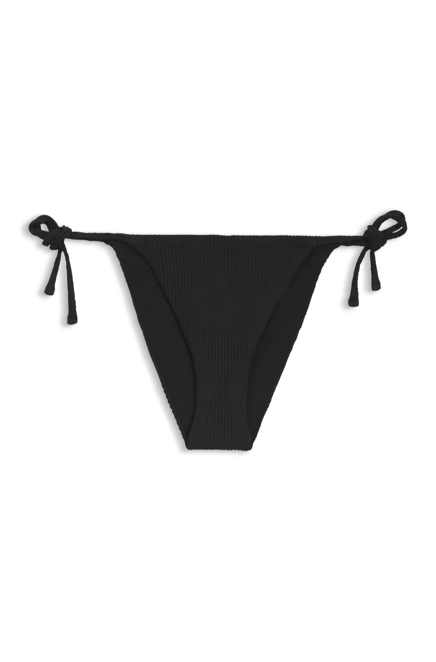 Tie-side bikini bottoms with structured tropical pattern