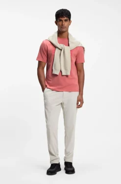 Tonal flock-logo T-shirt in stretch cotton