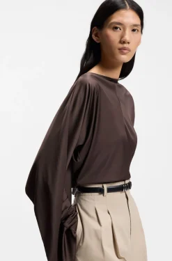 Top in draped jersey with scarf detail