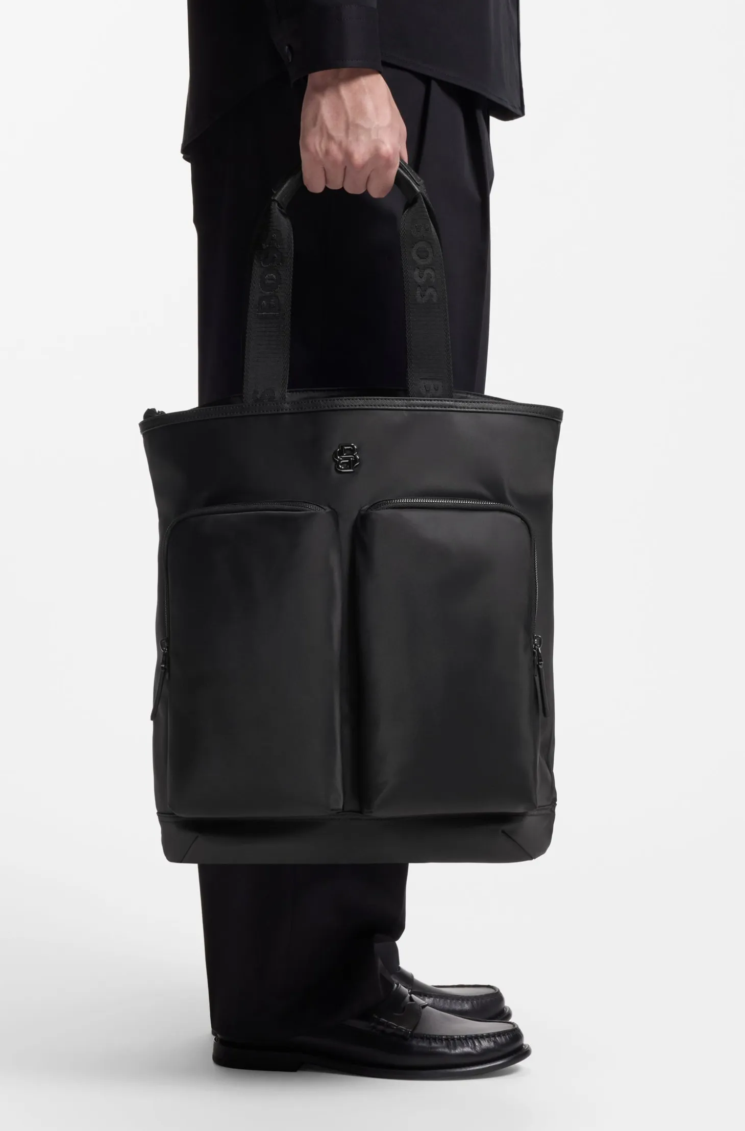 Tote backpack with Double B monogram trim