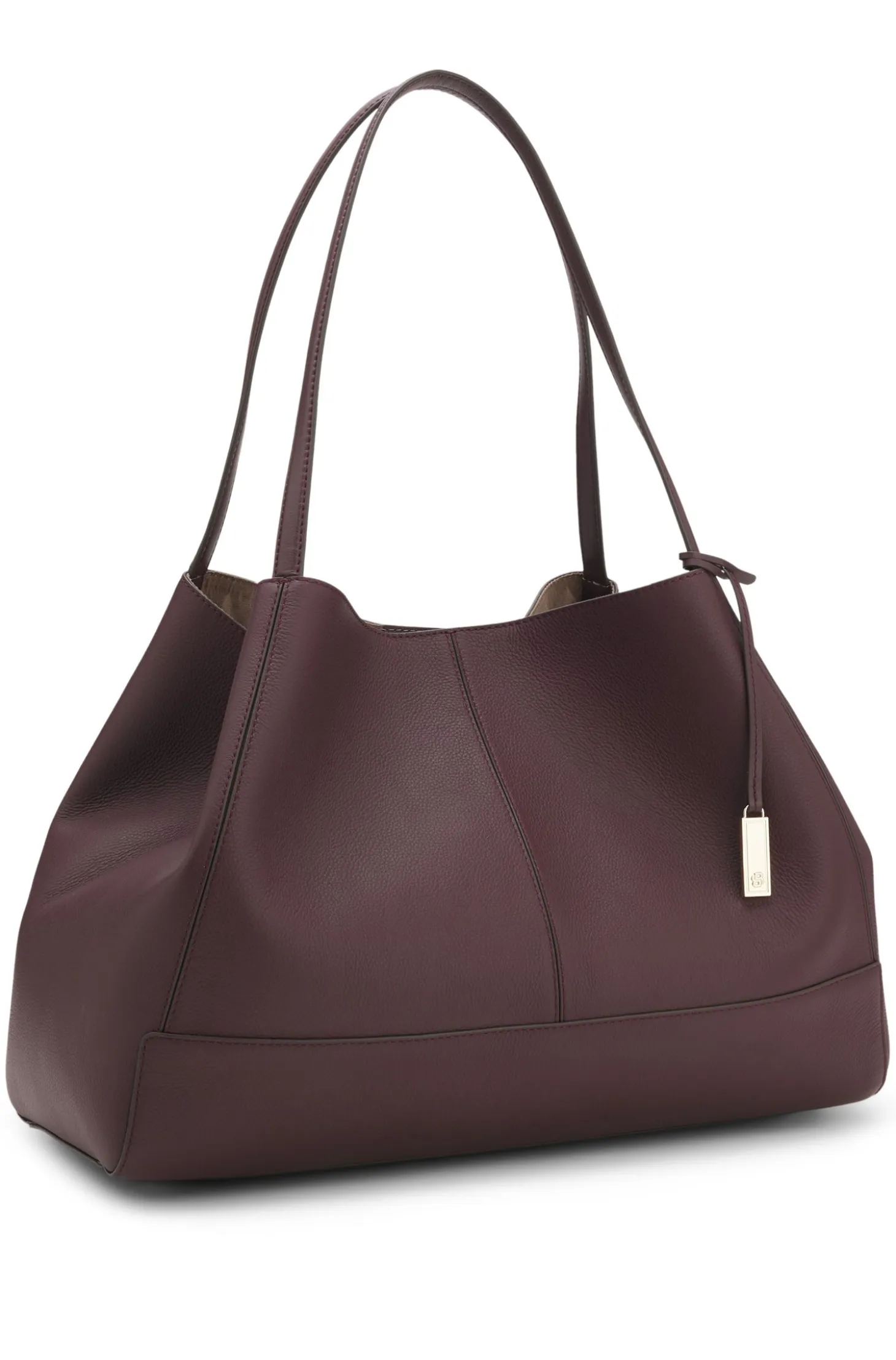 Tote bag in grained leather with detachable pouch