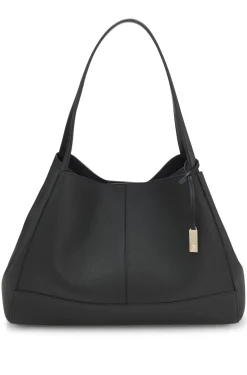 Tote bag in grained leather with detachable pouch
