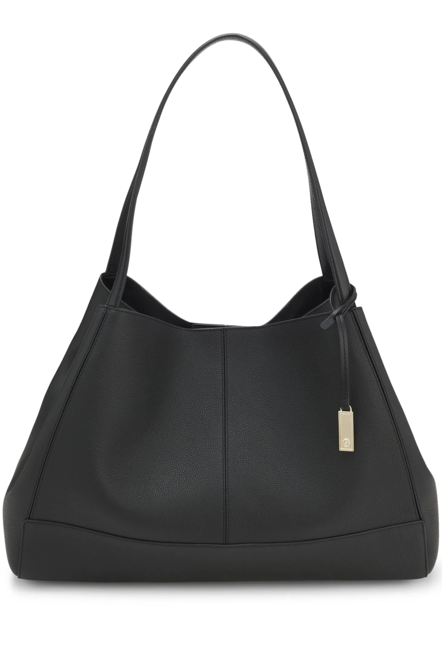 Tote bag in grained leather with detachable pouch