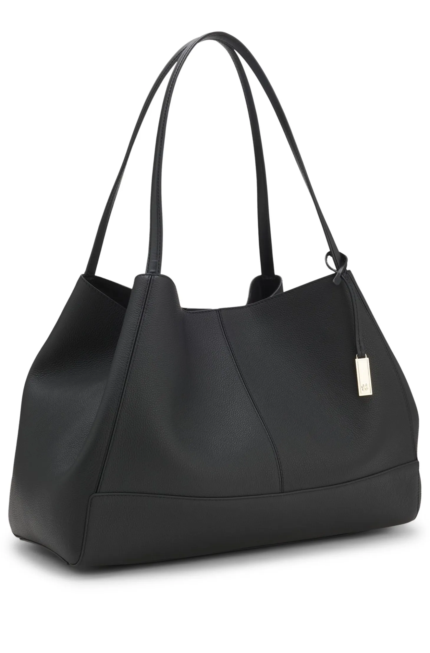 Tote bag in grained leather with detachable pouch