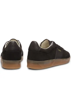 Trainers in leather and suede with python-print details