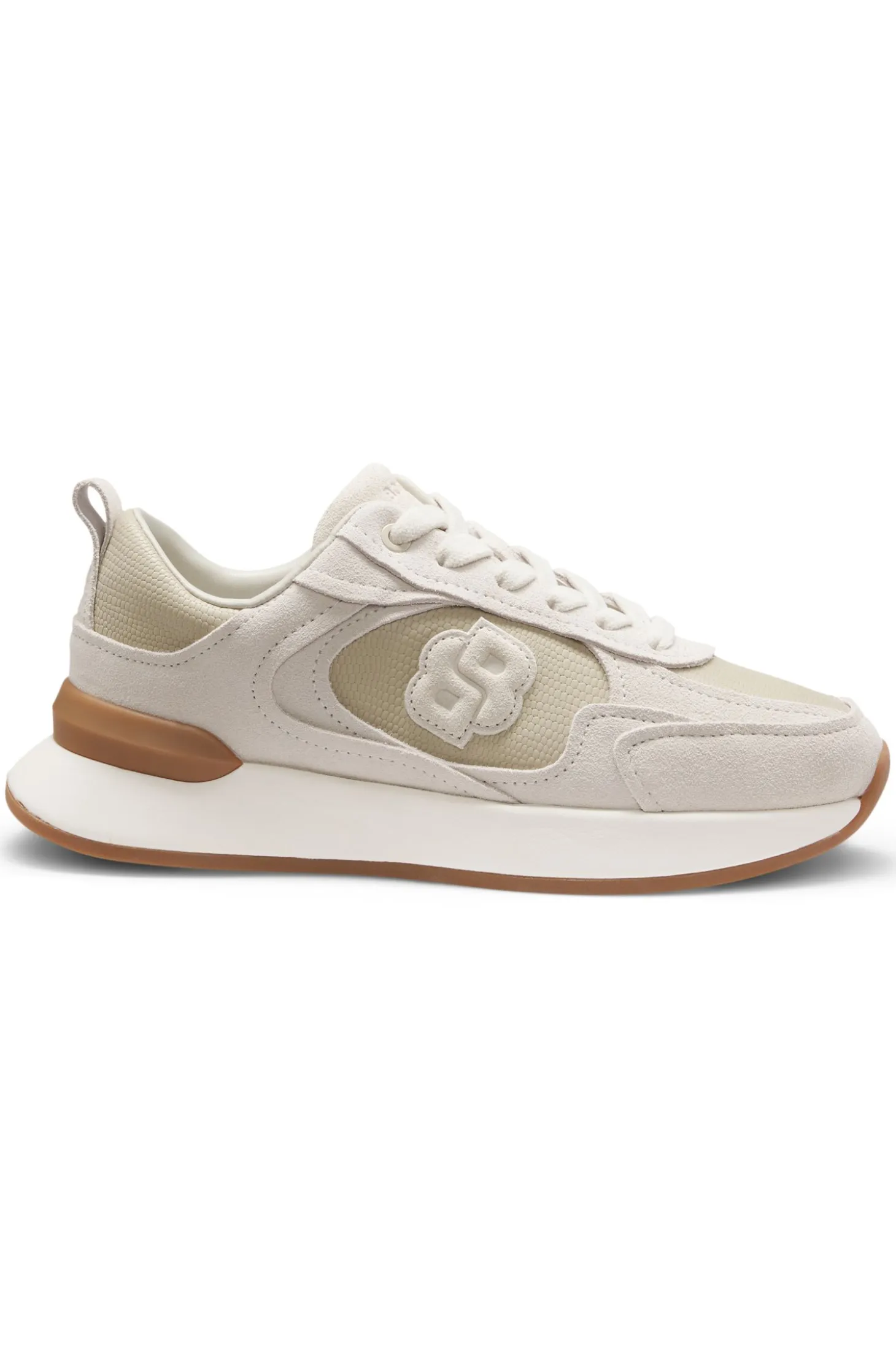 Trainers in suede and lizard-print faux leather